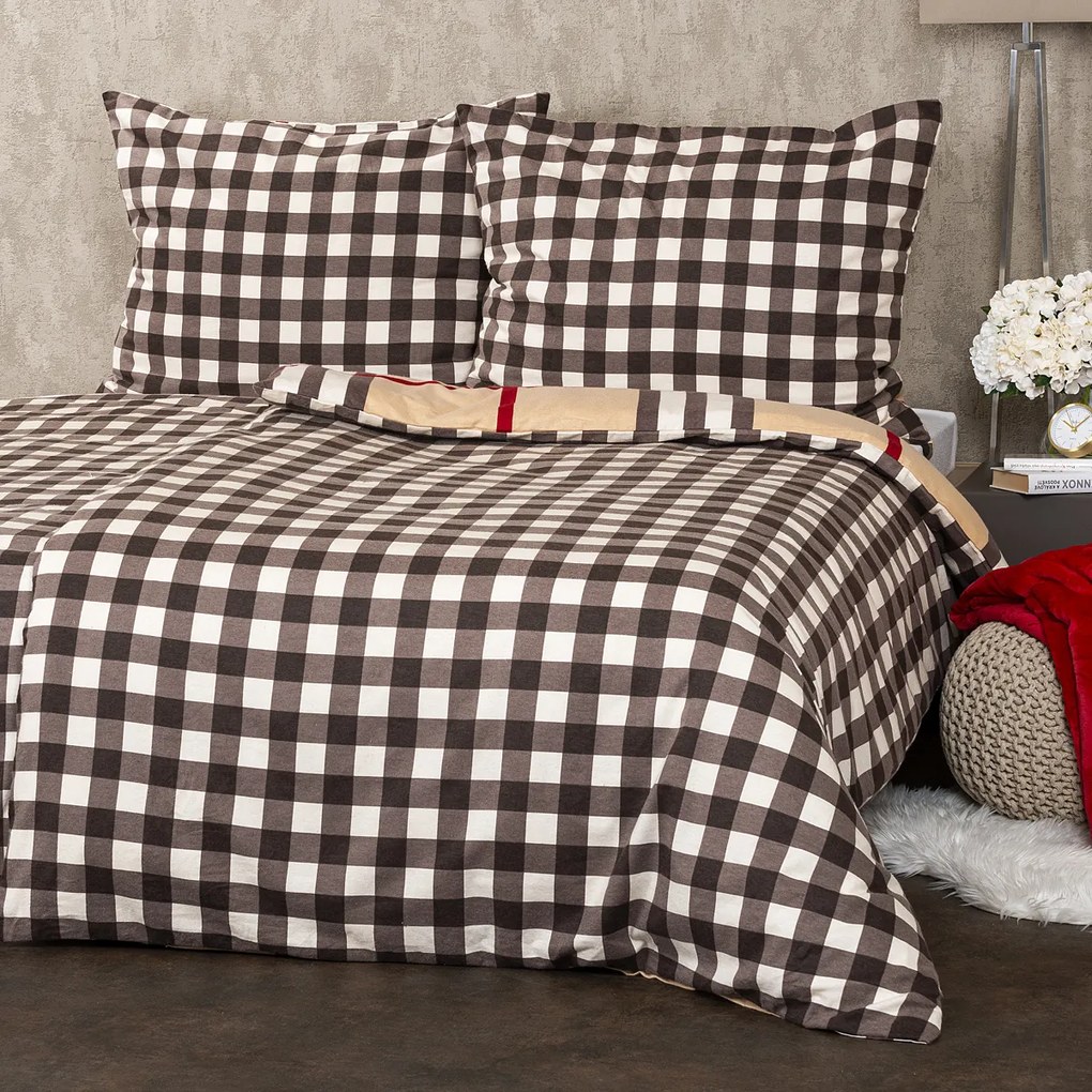 4Home Kockás flanel ágynemű, 160 x 200 cm, 70 x 80 cm