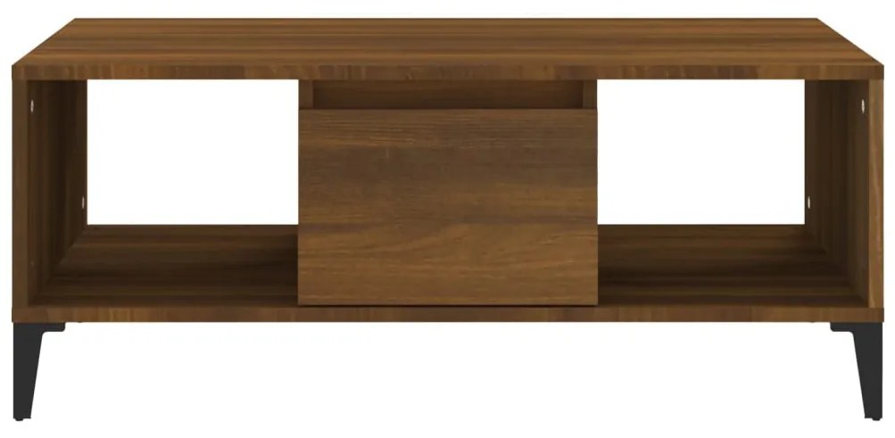Barna tölgyszínű szerelt fa dohányzóasztal 90x50x36,5 cm