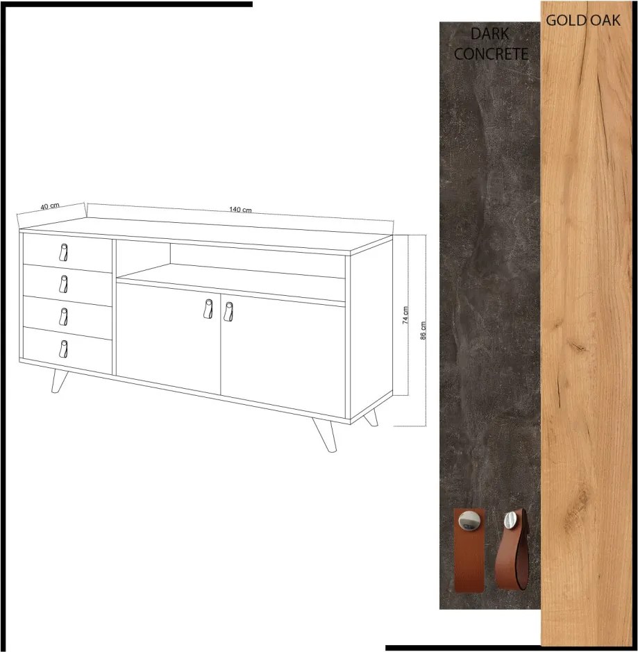 Pagina komód, 140 cm
