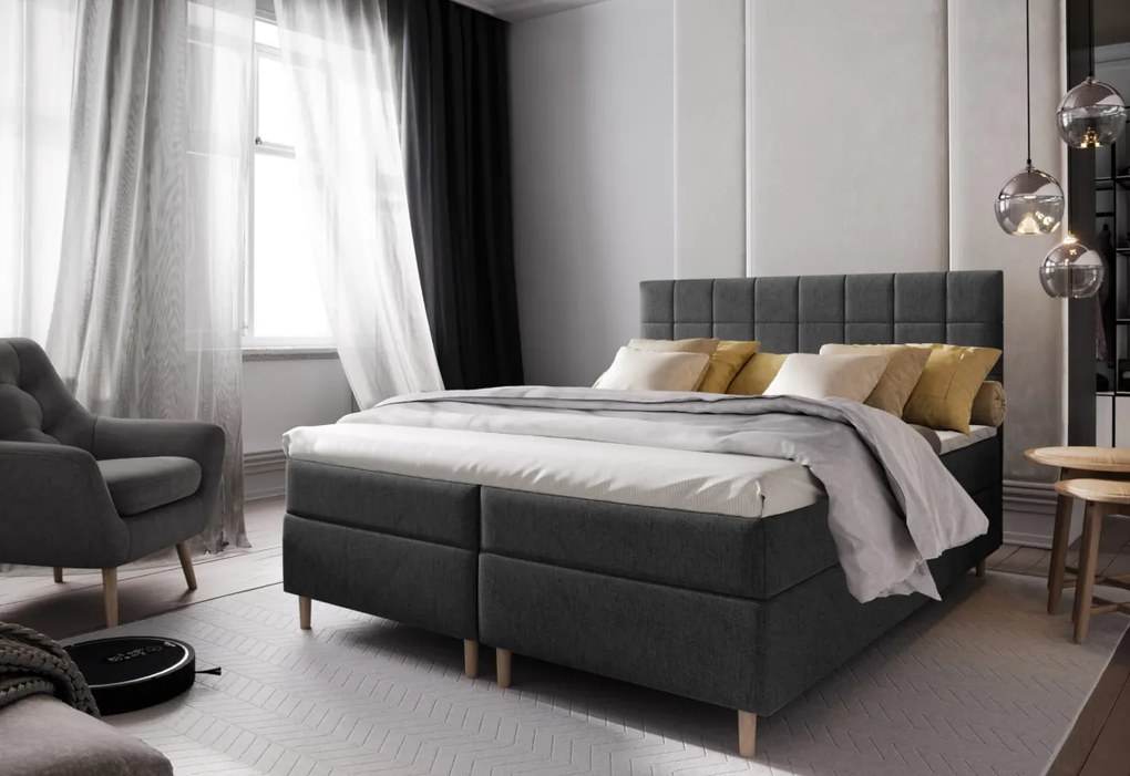 SICILIE kárpitozott boxspring ágy, 160x200, inari 96 + topper
