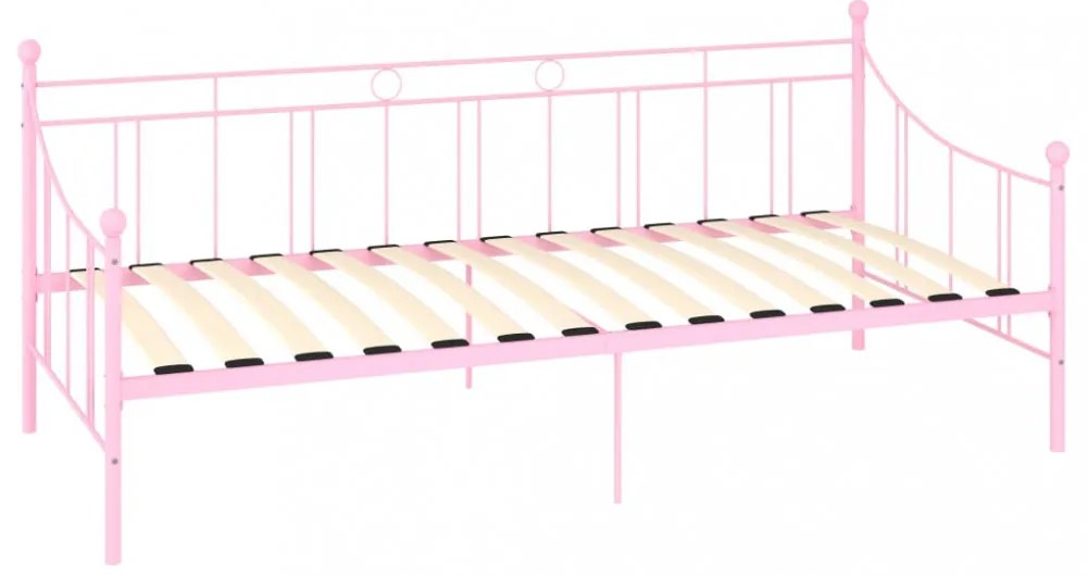 rózsaszín fém kanapéágy-keret 90 x 200 cm