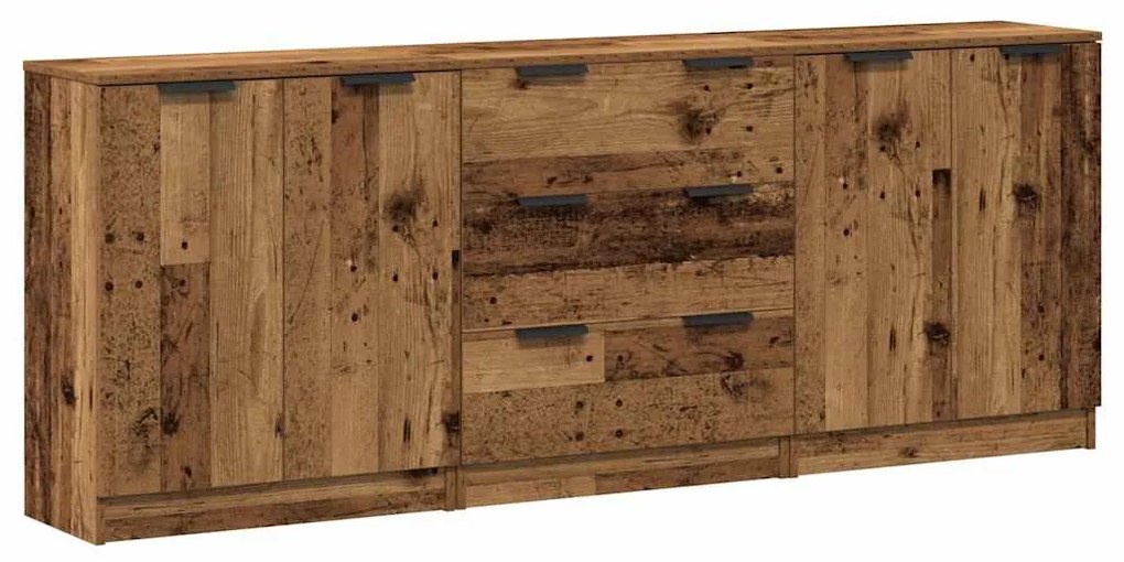 3 db antik fa színű szerelt fa tálalószekrény 60 x 30 x 70 cm