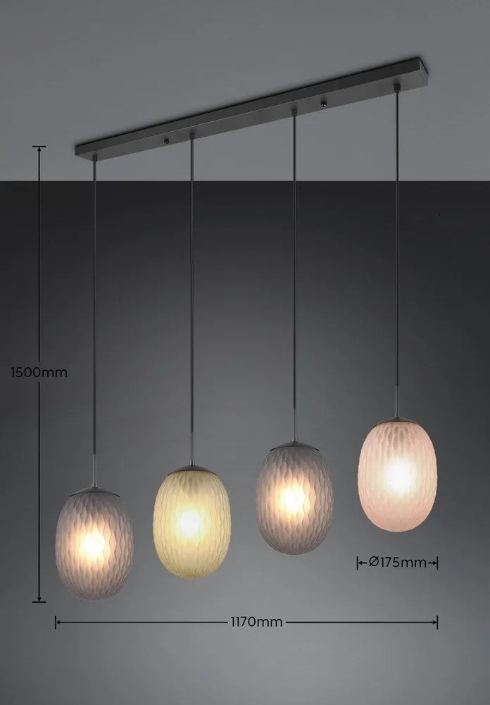 Matt fekete függőlámpa üveg búrával Facette – Trio