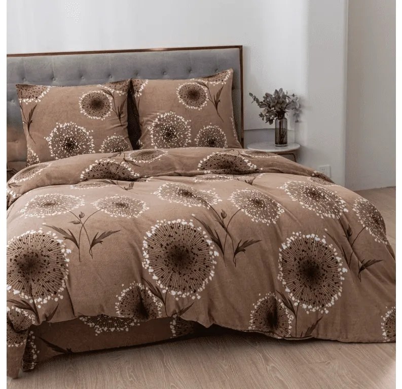 Mikroplüss ágyneműhuzat készlet PAMPELINO világosbarna + mikroplüss lepedő SOFT 90x200 cm fehér, egyszemélyes