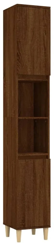 barna tölgyszínű szerelt fa fürdőszobaszekrény 30x30x190 cm