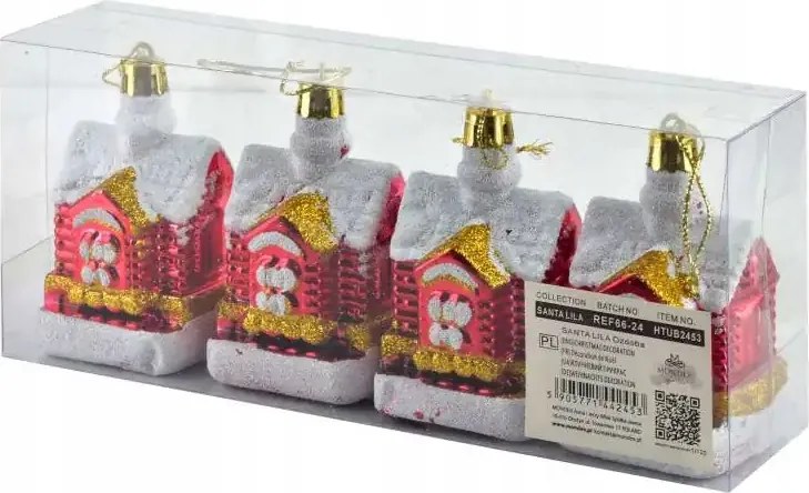 4 db-os santa lila házikó szett piros