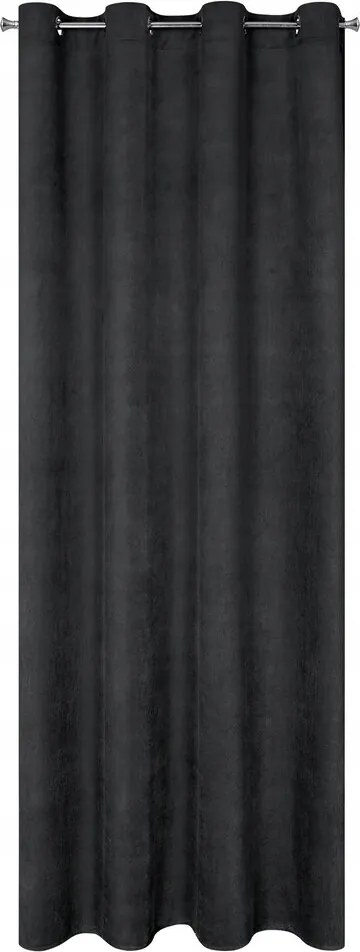 Kész függöny 140X250 fekete bársonyból, finom karika mintával