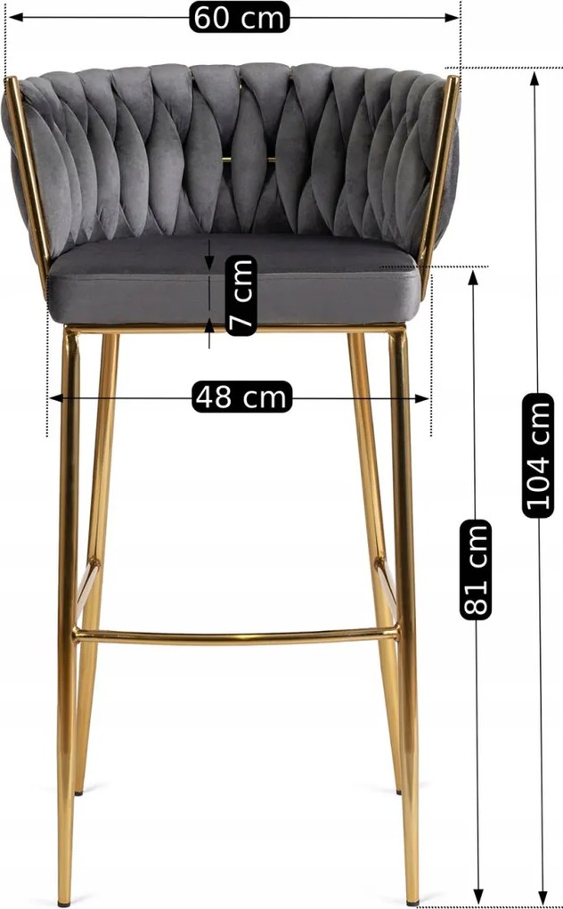 Bárszék 2 szürke bársony, FLORES