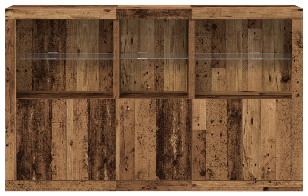 Tálaló LED világítással Viharvert fa 162x37x100 cm Műanyag