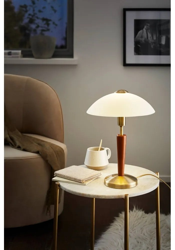 Szürke-barna dimmelhető asztali lámpa üveg búrával (magasság 35 cm) SOLO 1 – EGLO