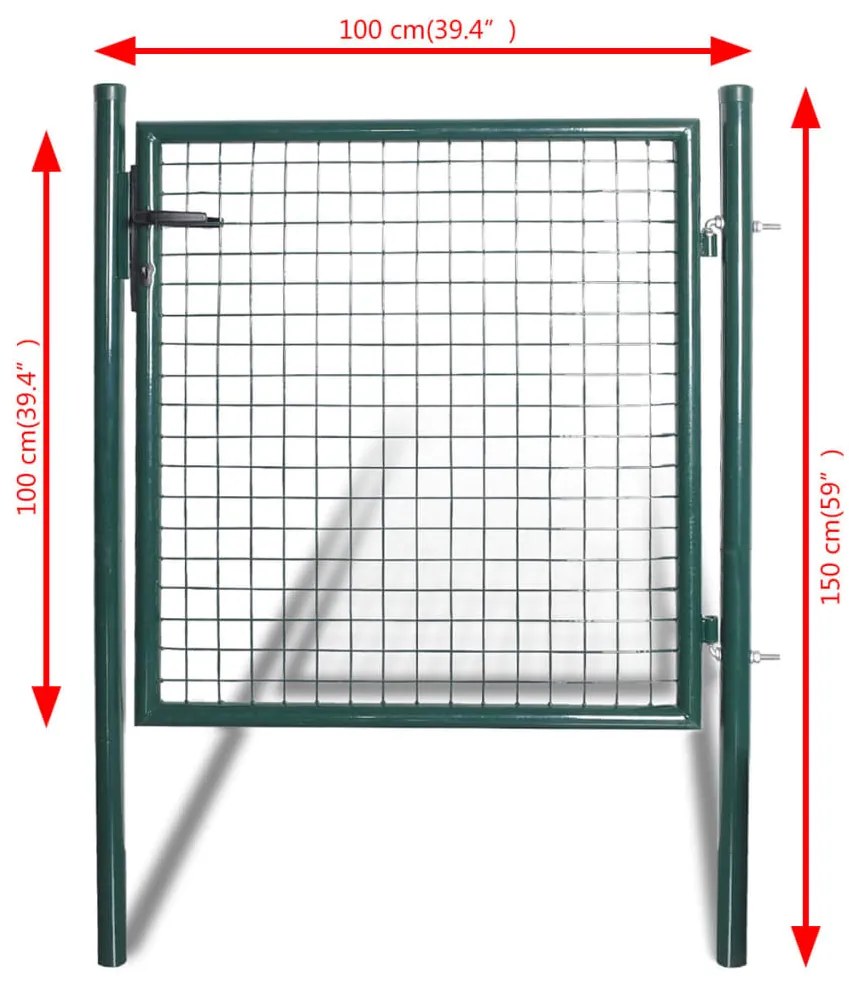 vidaXL porszórt acél, egyszárnyú kerítéskapu 100 x 100 cm