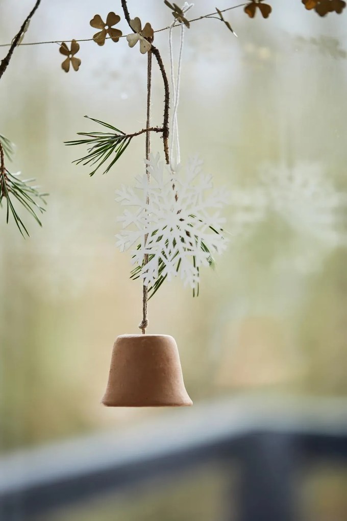 IB Laursen Függő agyagdísz CHRISTMAS BELL barna