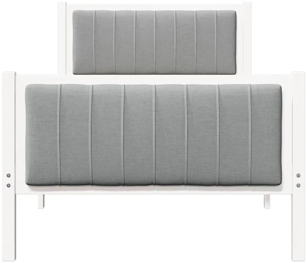 Ágykeret Fehér és világosszürke 90 x 200 cm Tömör fenyőfa