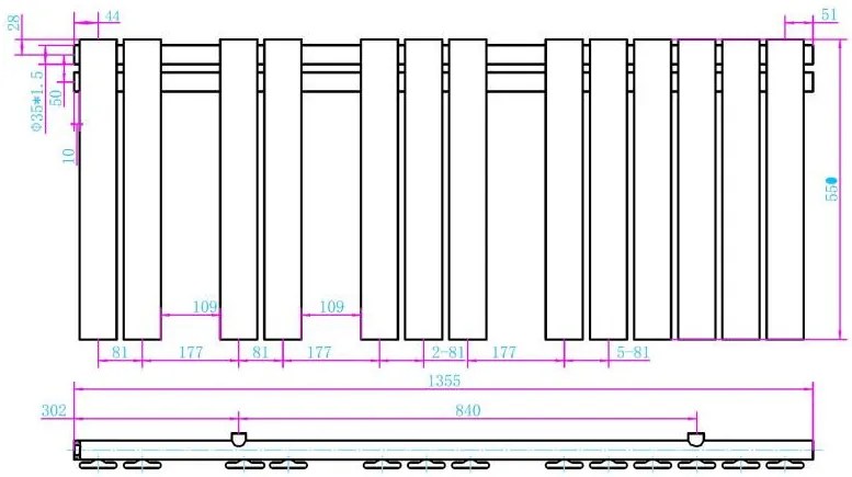AREZZO design HORIZONT WHITE 1355x550 törölközőszárítós radiátor AR-HW13555