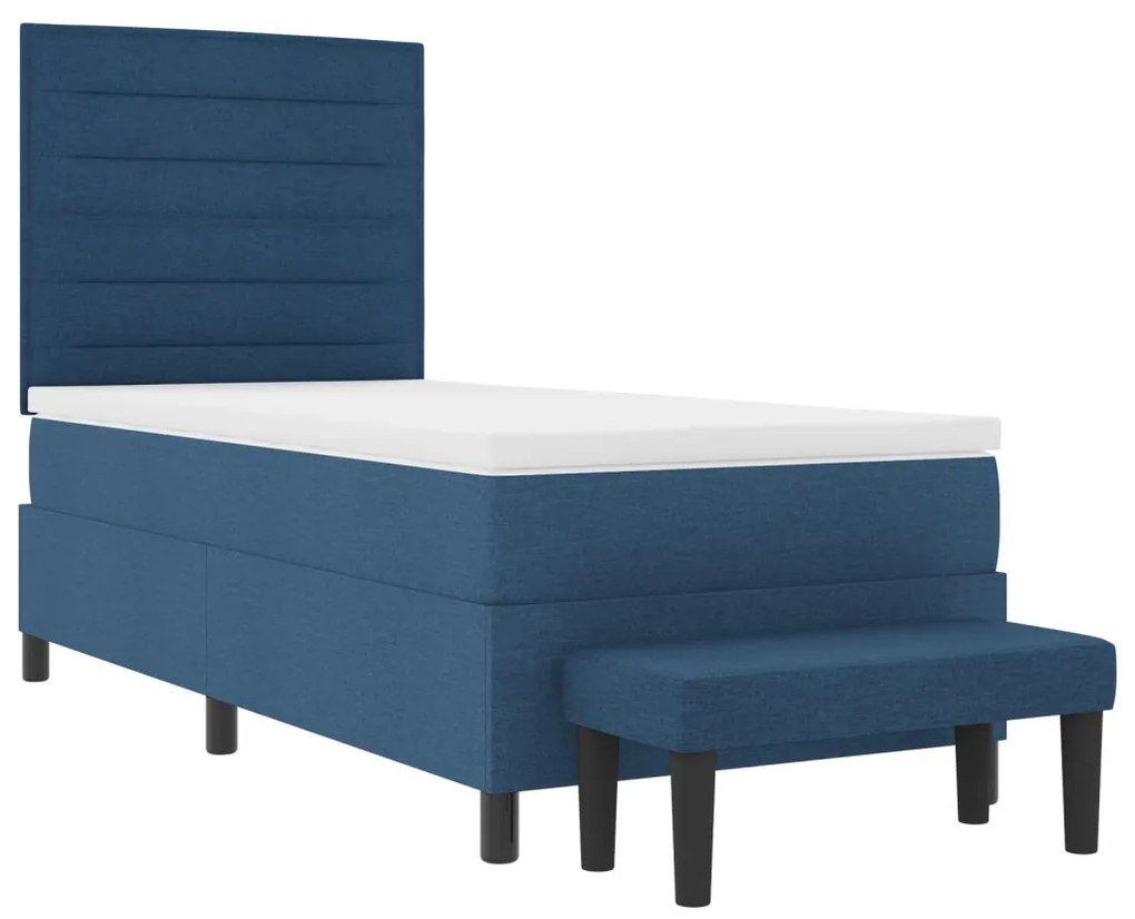 Box Spring Ágy Matraccal és Pad Tengerészkék 100x200 cm Szövet