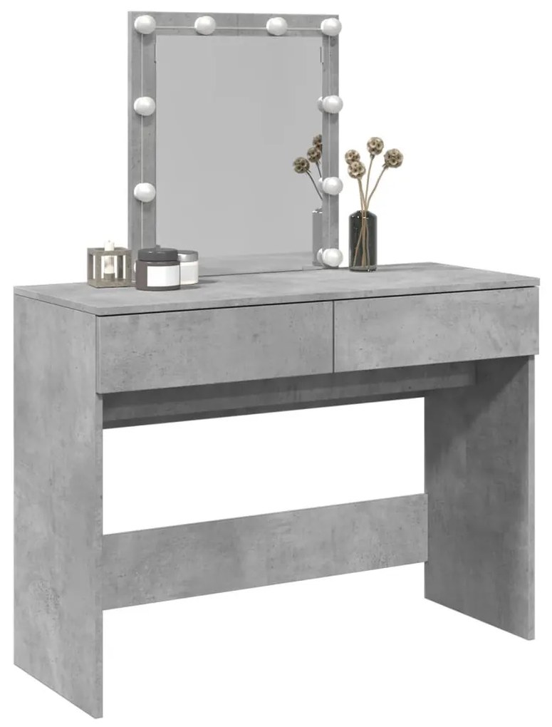 betonszürke fésülködőasztal LED-del 100 x 40 x 130 cm