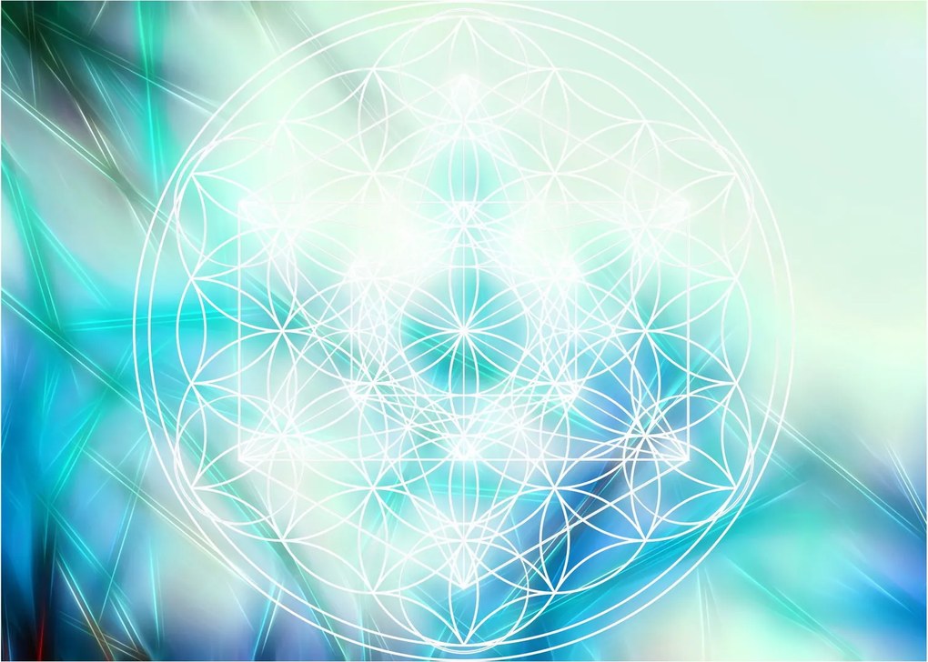 Kép - Merkaba türkiz háttérrel (üvegen) (70x50 cm)