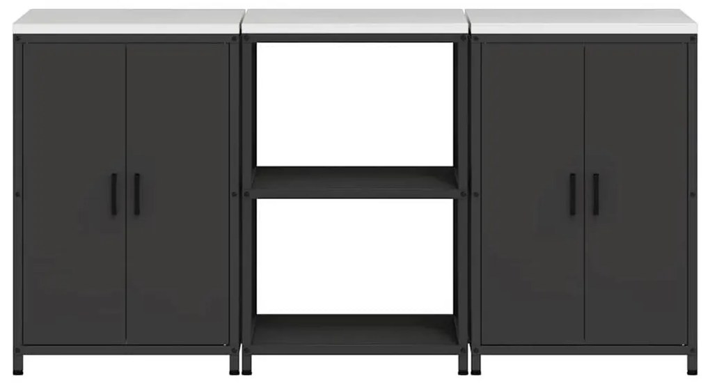 Konyhai Tároló Készlet polcokkal 3 pcs Fekete 180 x 50 x 92 cm