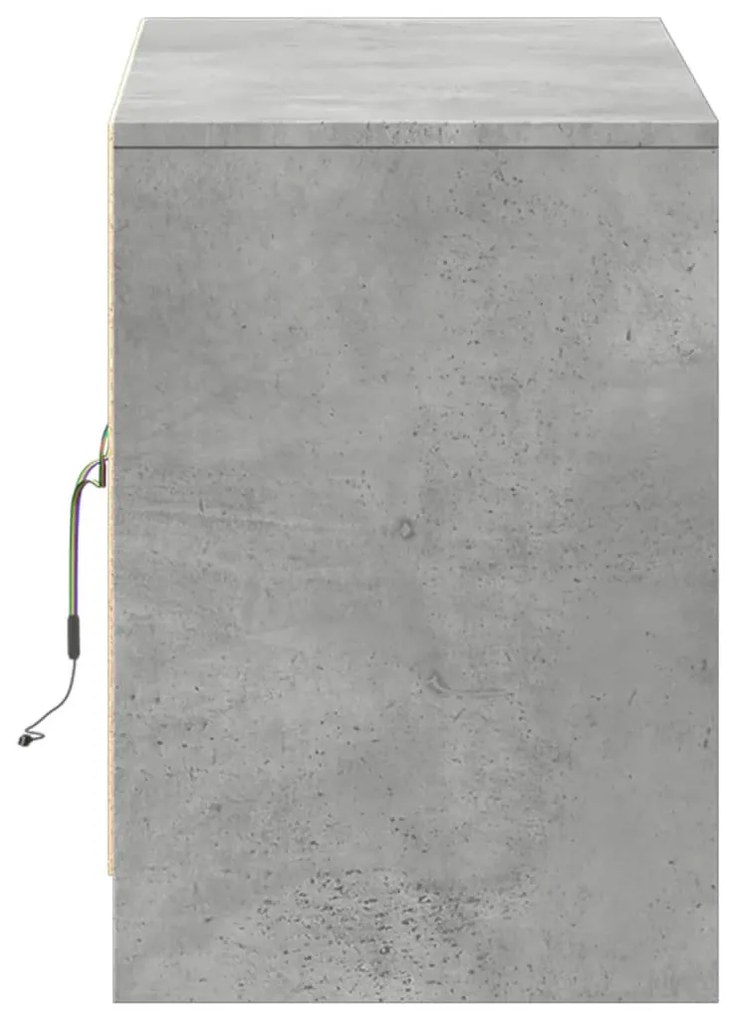 betonszürke szerelt fa TV-szekrény LED-ekkel 100 x 34 x 50 cm