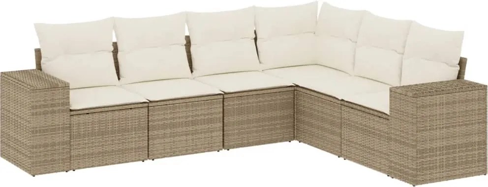 vidaXL 6 részes bézs polyrattan kerti ülőgarnitúra párnával