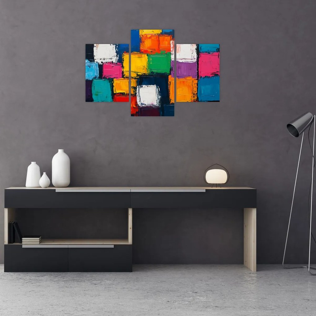 Kép - Színes négyzetek festménye (90x60 cm)