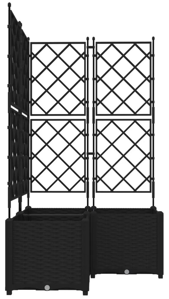 Kertész cserép rácsos változattal 3 pcs Fekete 80 x 80 x 143 cm