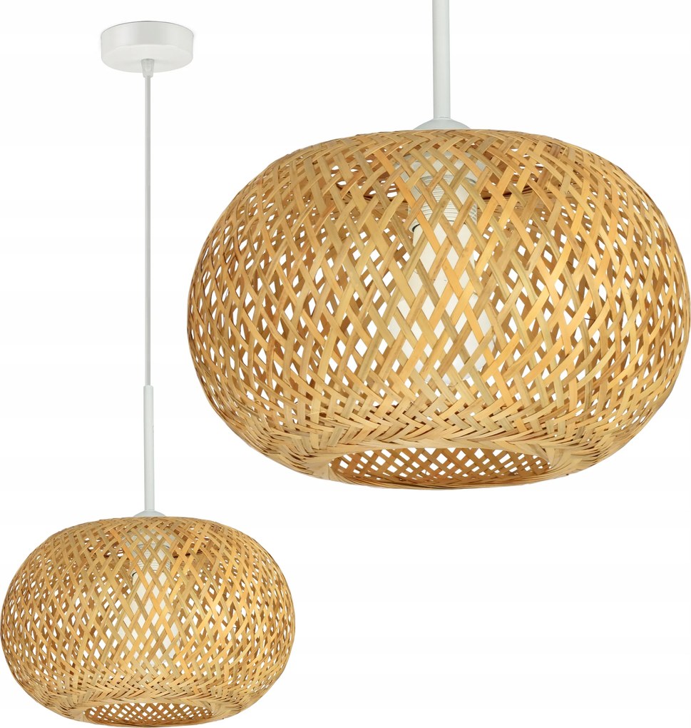 Mennyezeti Lámpa Függő Bambusz Fonott Boho Természetes 581-EZ1 Led Fehér