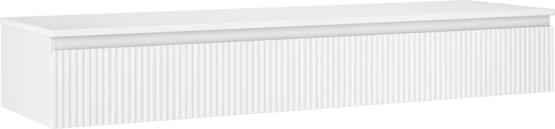 Mexen Rivel 160 cm-es mosdó alatti fürdőszobaszekrény munkalappal, 1 fiók, bordázott, matt fehér - 91A20-16023-1-BFC01