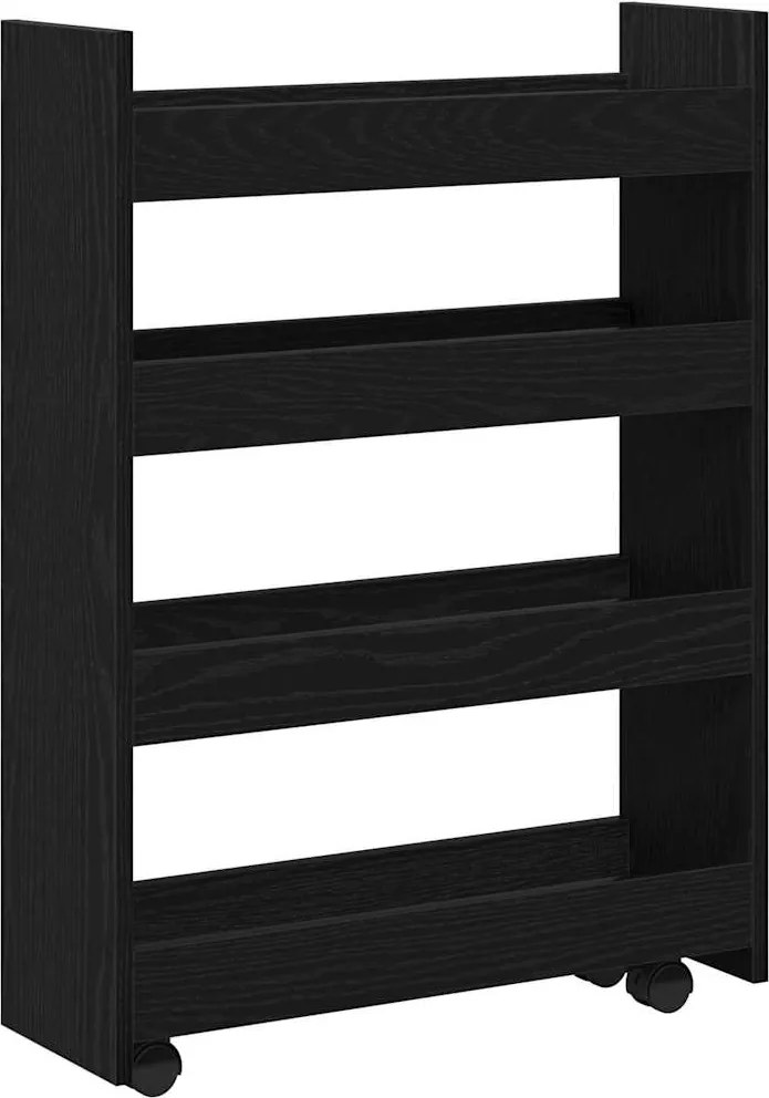 vidaXL Keskeny Tároló Kocsi Fekete tölgy 60 x 20 x 82 cm Faanyag
