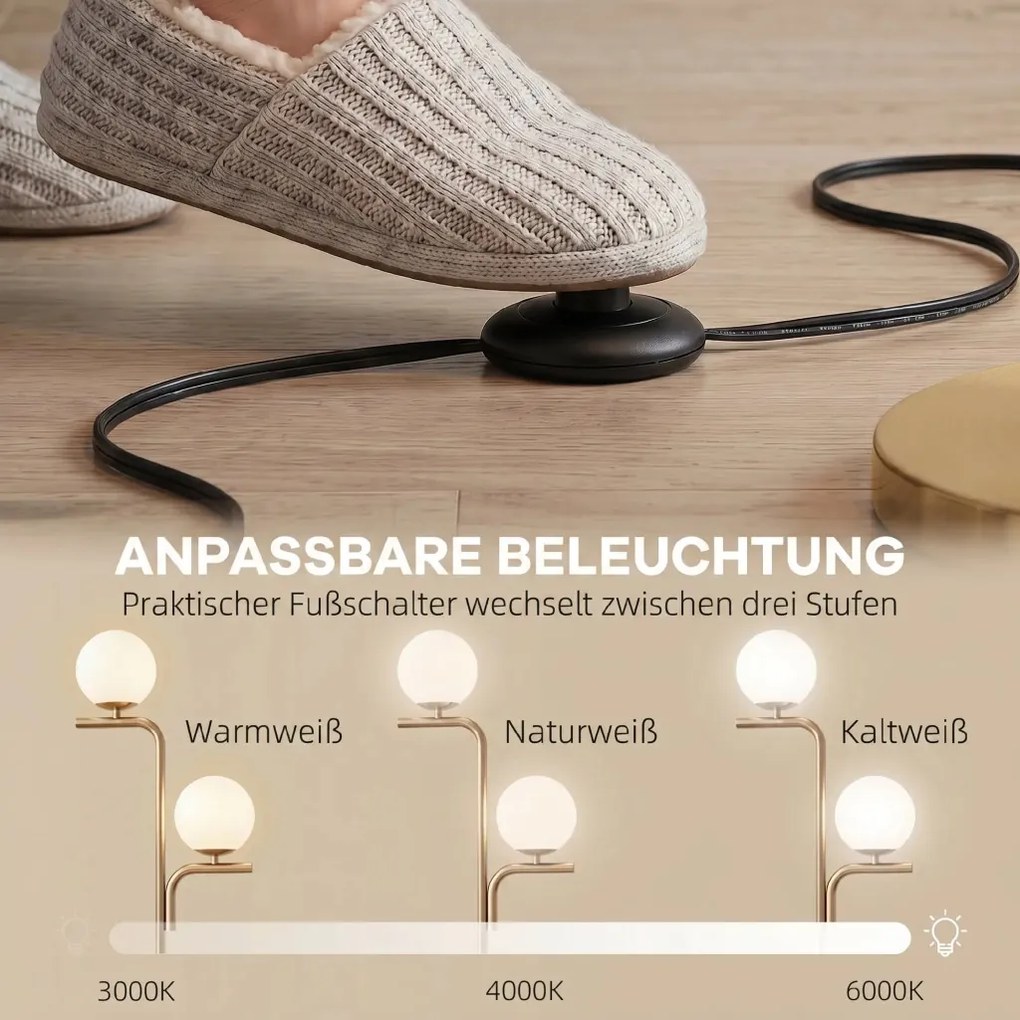 Állólámpa, LED modern lámpa 3 színhőmérséklettel, arany