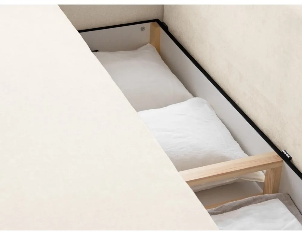 Krémszínű kinyitható tárolóhelyes kanapé 231 cm Elen – Micadoni