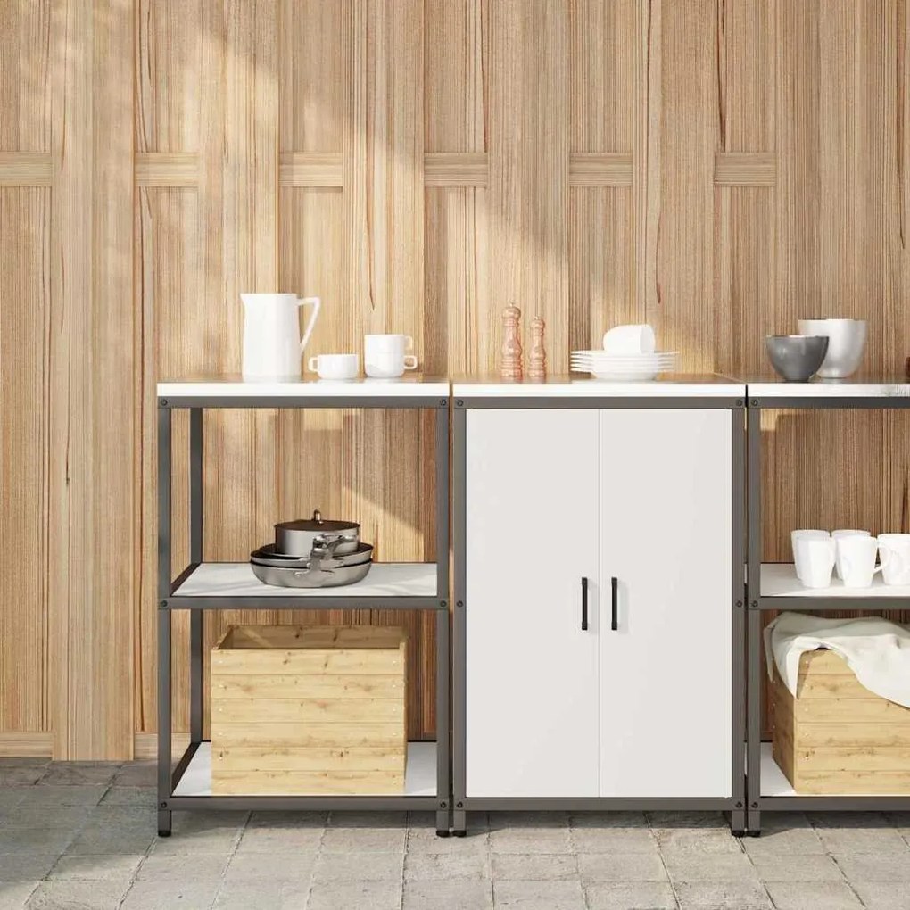 Konyhai Tároló Készlet polcokkal 2 pcs Fehér 120 x 50 x 92 cm