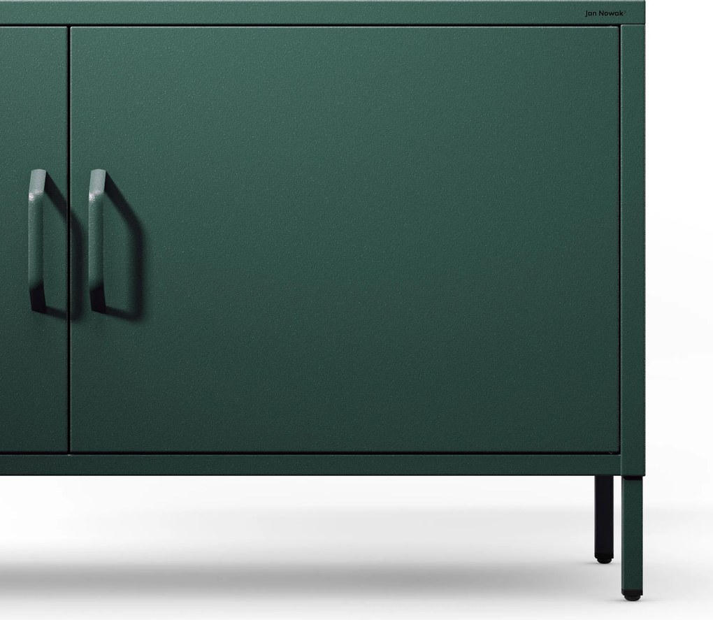 Fém TV-szekrény lábakkal, üvegzöld, 1150x595x400 mm: ROSA Modern