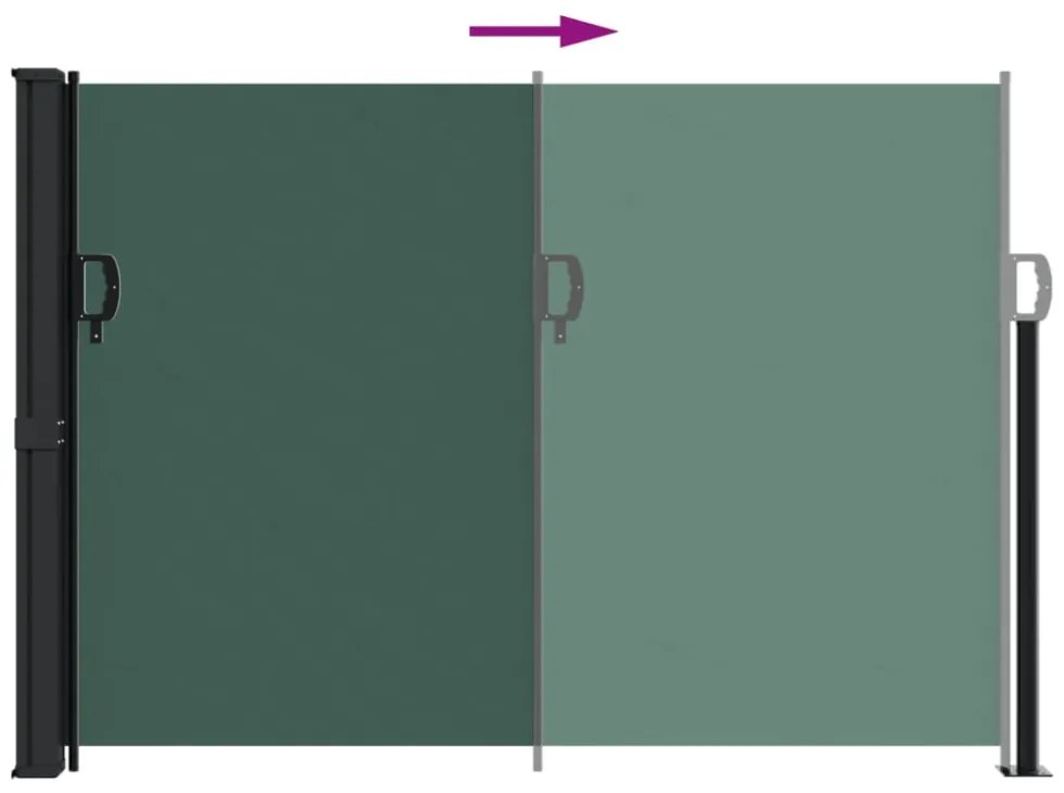 sötétzöld behúzható oldalsó napellenző 140 x 600 cm