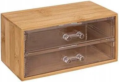 Bambusz Ékszerdoboz 2 Fiókkal, átlátszó