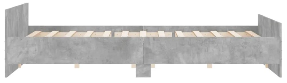 betonszürke ágykeret fej- és lábtámlával 200 x 200 cm