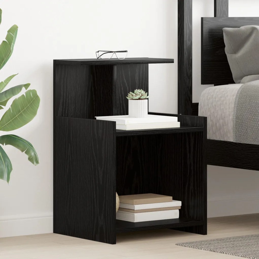 Éjjeliszekrény 2 pcs Musta tammi 40 x 35 x 60 cm Faanyag