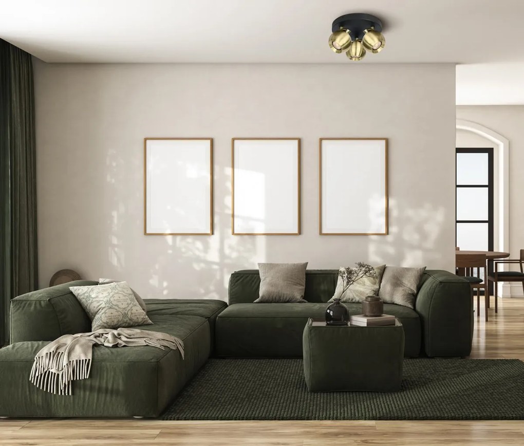 Italux modern spot lámpa lafin fekete sárgaréz itxspl-45379-3bkbrss