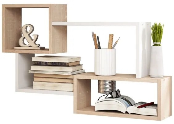 Fali polc TRIO 54x87 cm sonoma tölgy/fehér