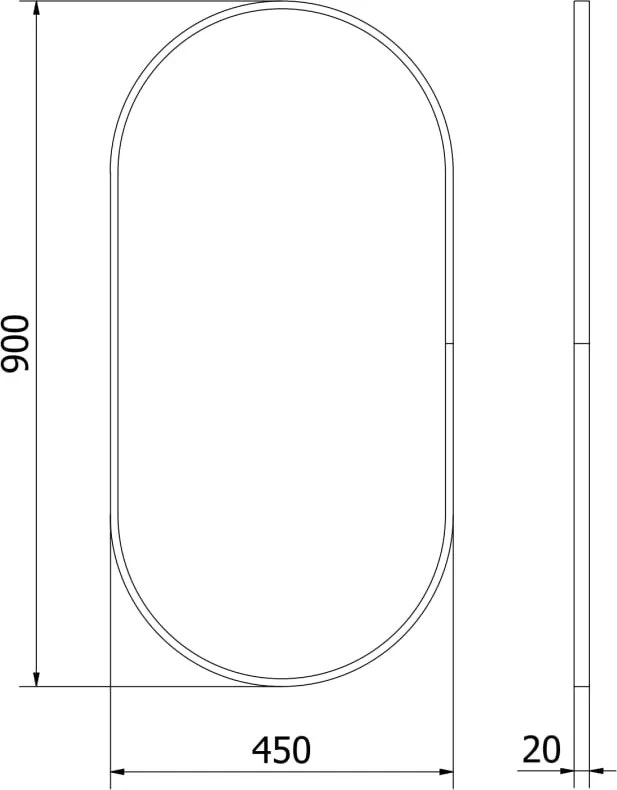 Mexen Loft ovális fürdőszobai tükör 90 x 45 cm, fekete keret - 9851-090-045-000-70