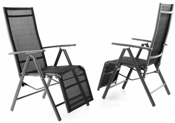 GARTHEN Kerti szék összecsukható lábtartóval 2 db antracit