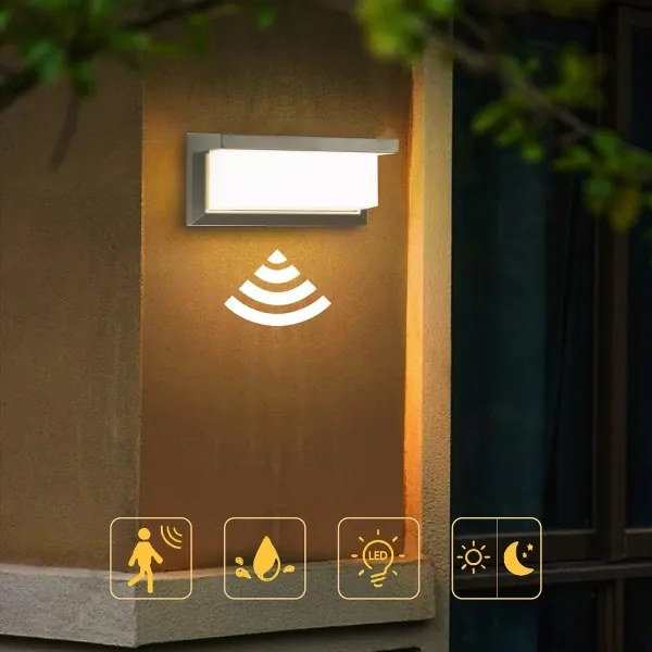 Brilagi-LED Kültéri fali lámpa érzékelővel BRICKY LED/12W/230V szürke IP54