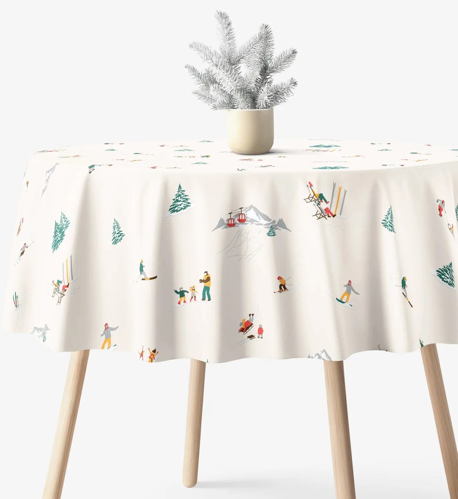 Goldea kör alakú pamut terítő - téli örömök Ø 120 cm