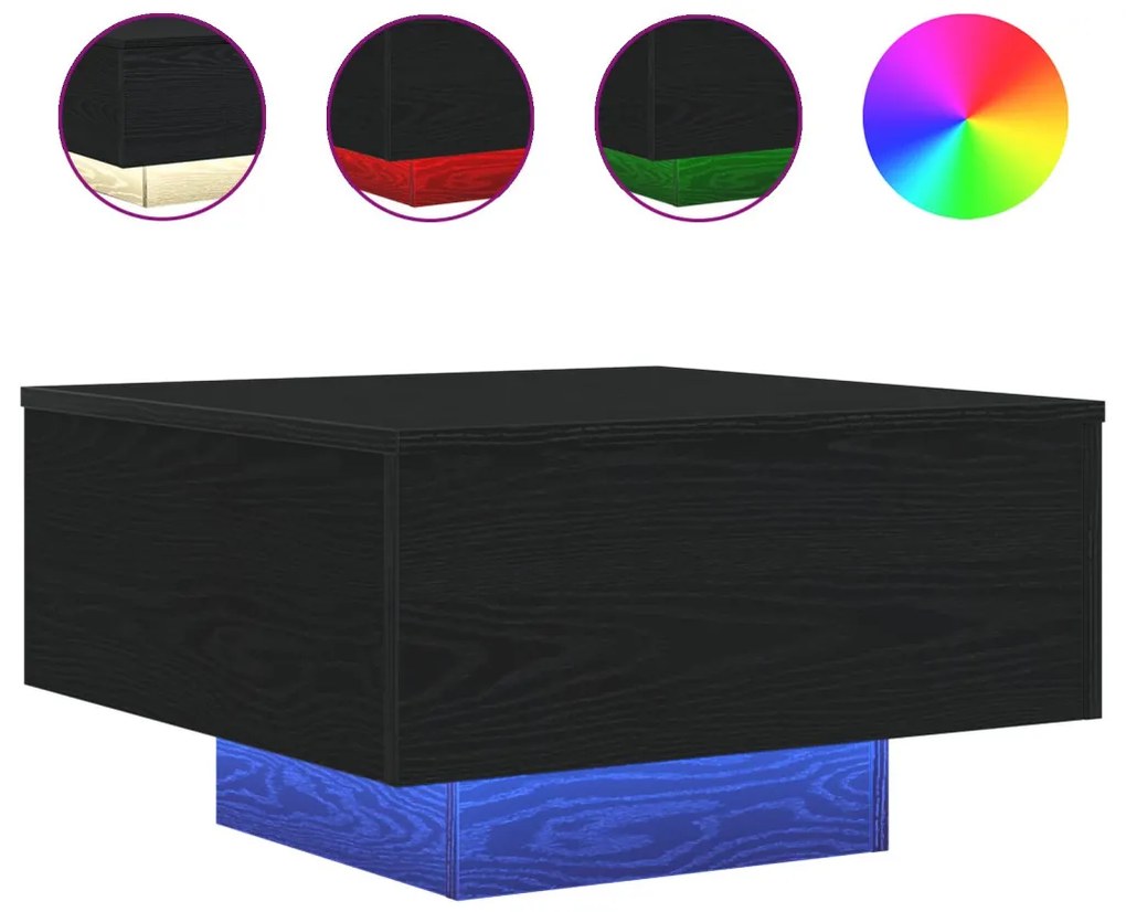 LED világítással rendelkező dohányzóasztal Fekete tölgy 55x55x31 cm