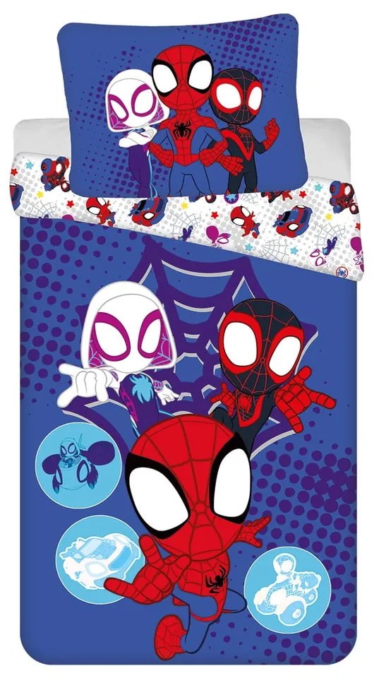 Kék egyszemélyes pamut gyerek ágyneműhuzat 140x200 cm Spidey – Jerry Fabrics