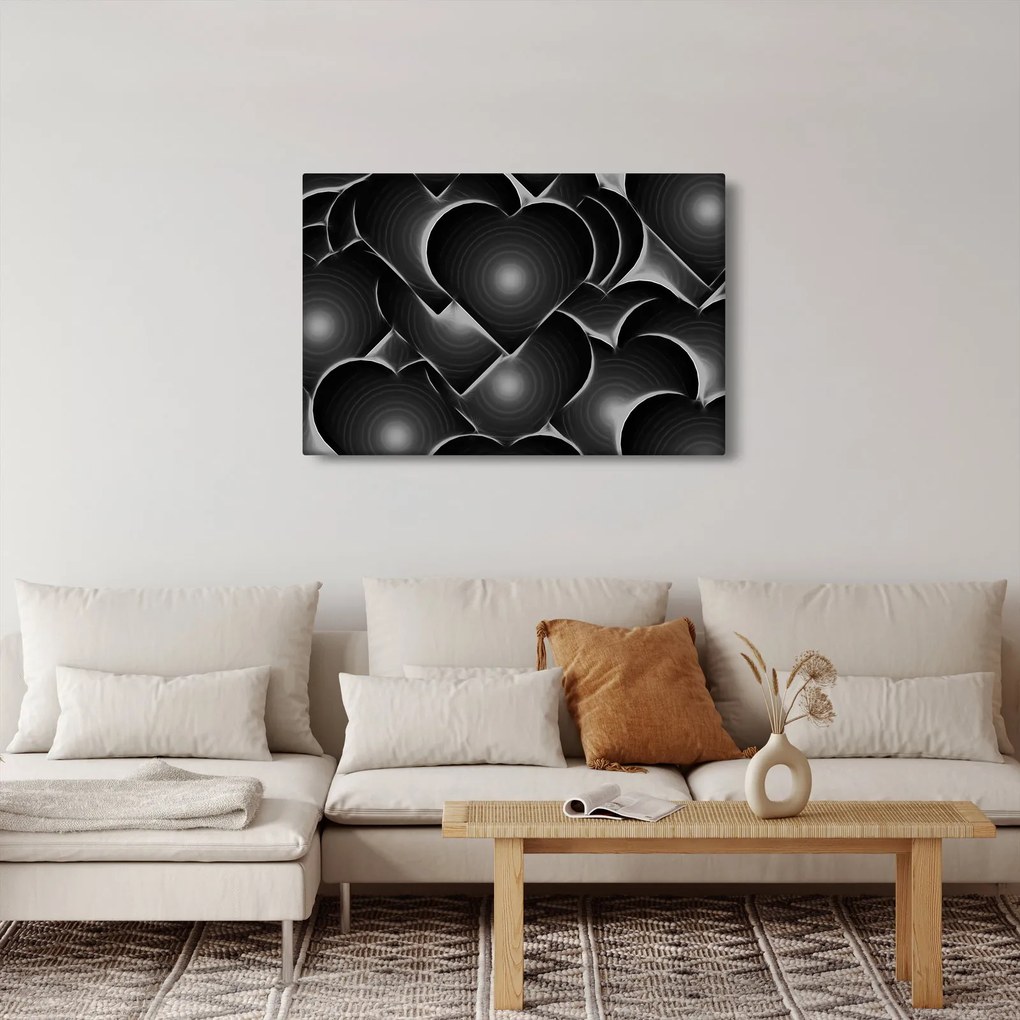 Fekete-fehér szív képe (90x60 cm)