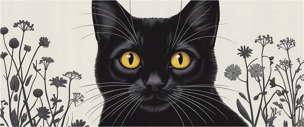 Dekoratív Fotótapéta Hálószoba Virágok macska 250x104 Ragasztó