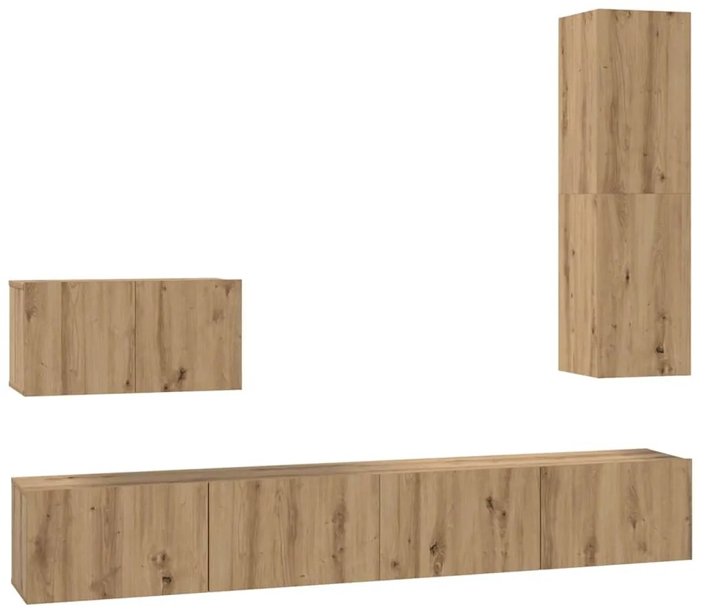 TV Szekrény Szett 4 pcs kézműves tölgy 200 x 30 x 30 cm Faanyag