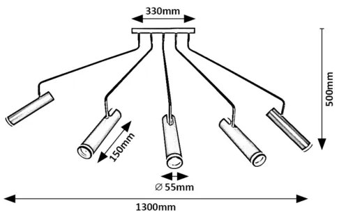 Rabalux 73040 - Felületre szerelhető csillár SENOBIA 5xGU10/35W/230V