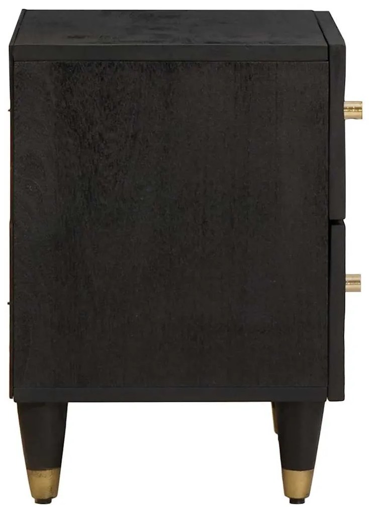 vidaXL Éjjeliszekrény 2 pcs Fekete 40 x 33 x 46 cm Tömör Mangófát